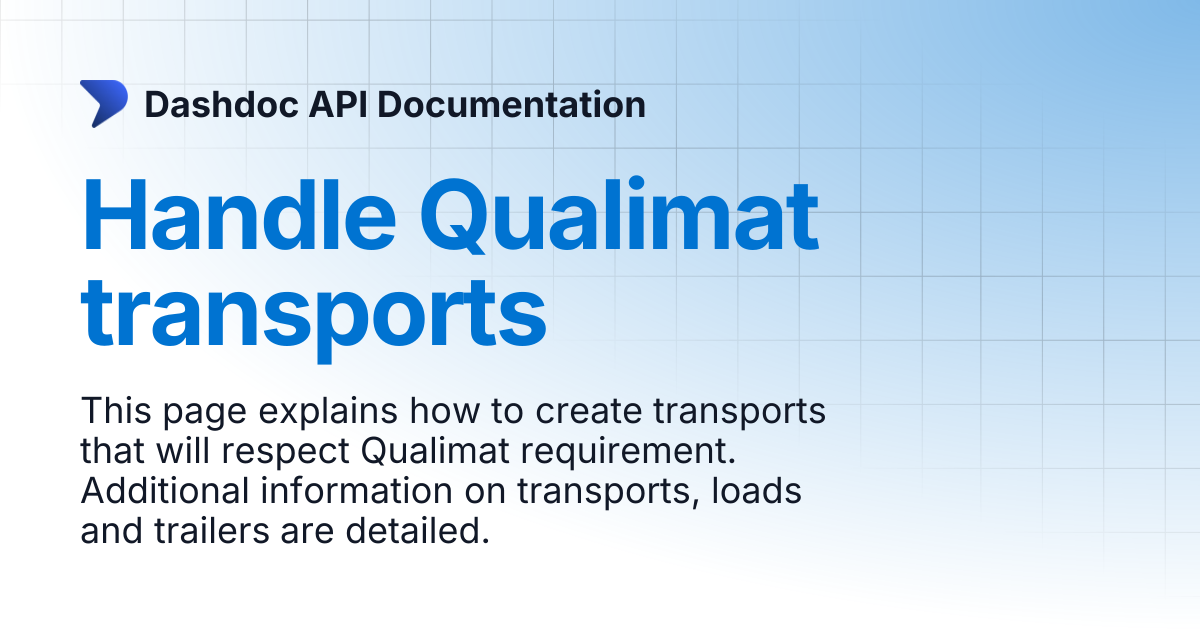 Handle Qualimat transports | Dashdoc API Documentation