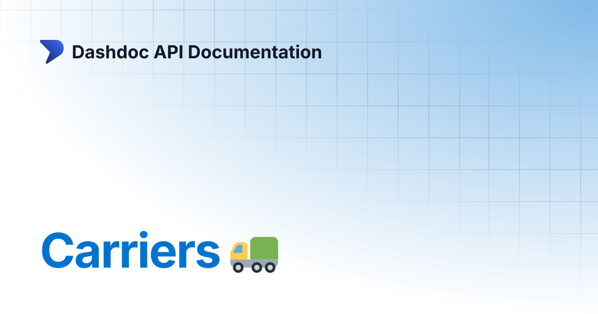 Carriers 🚛 | Dashdoc API Documentation
